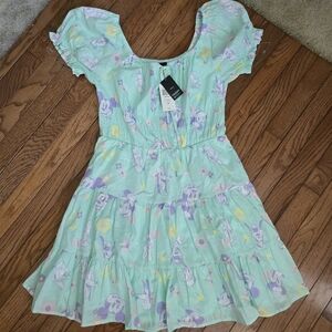 Disney Mint Green Dress with Cartoon Characters